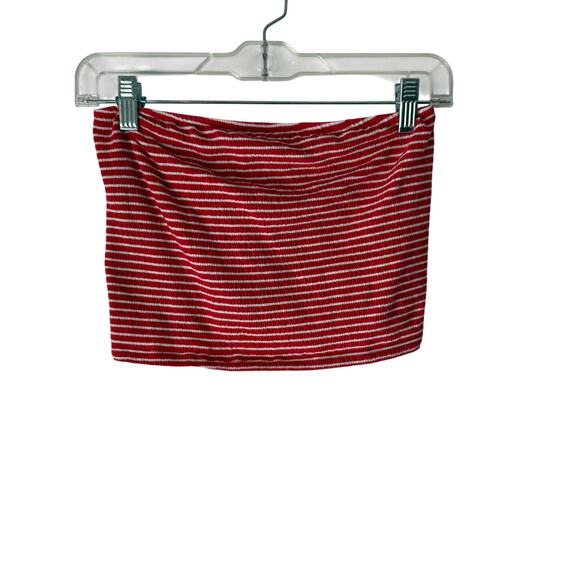 American Eagle Red White Stripe Tube Top XS Ribbed‎ Stretch Americana - Picture 1 of 5